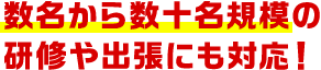 数名から数十名規模の研修や出張にも対応！